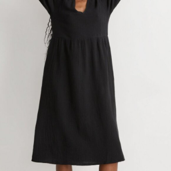 Madewell Black Lightspun V-Neck Midi Dress - Picture 2 of 4